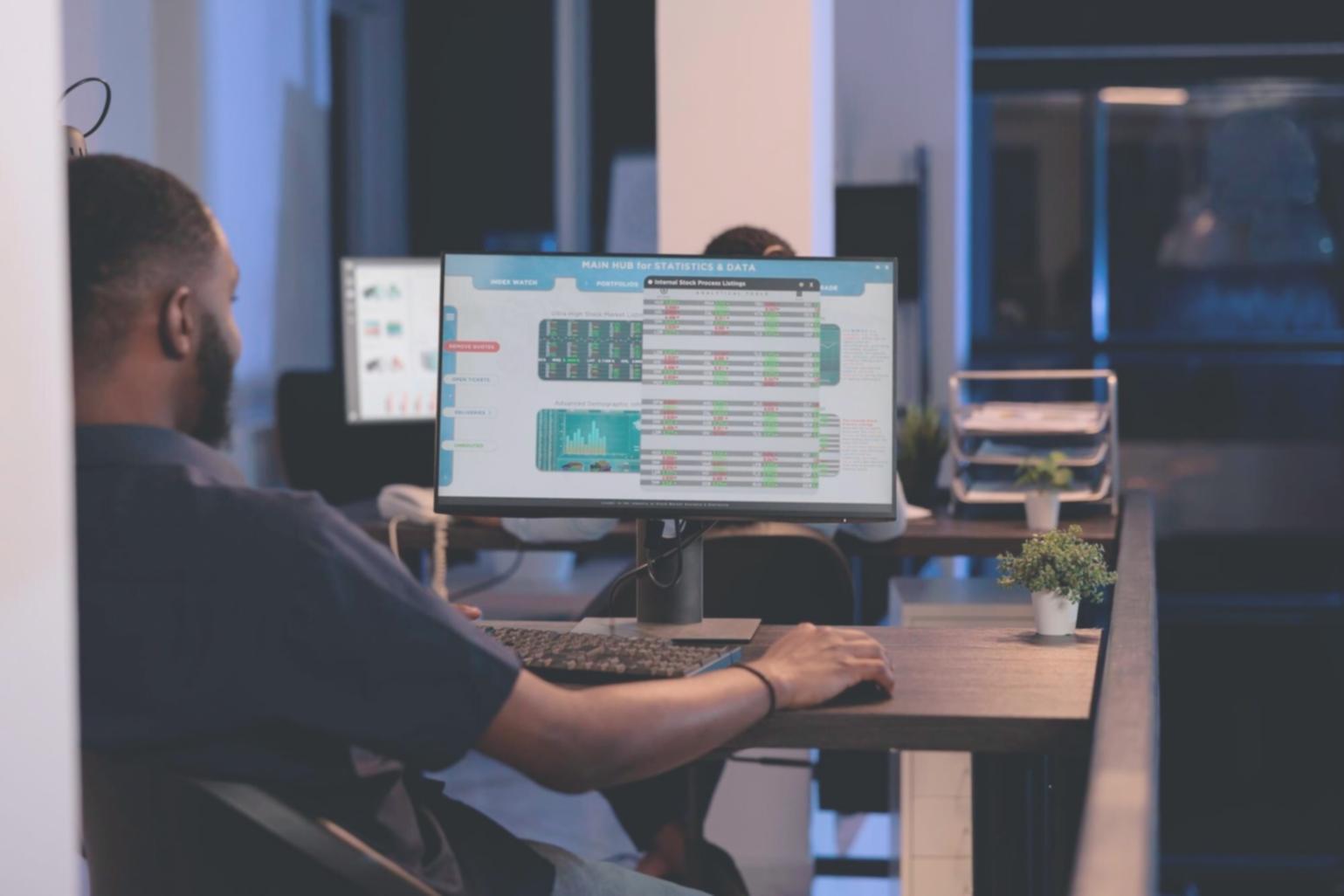 Student working on neural network architecture for trading strategy development